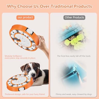 Dog Puzzle Toy, Level 3 in 1 Brain Mental Stimulation Dog Puzzles for Smart Dogs, Interactive Treat Dispenser Cognitive Enrichment Toys Puppy Puzzle Game for Mind Boredom-13.31"x13.31" Orange - Image 8
