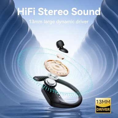 occiam Active Noise Cancelling Ear Buds Wireless Earbuds Bluetooth Headphones 96Hrs Playback LED Display Over-Ear Waterproof Earphones with Earhooks Mics Clear Call for Sport/Running/Workout Black - Image 5