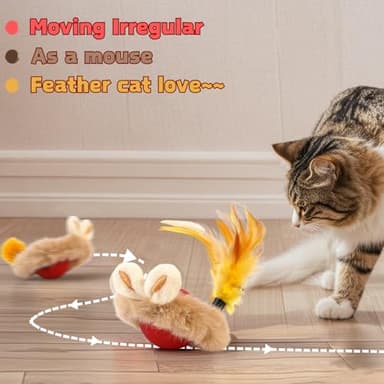 JLDVP Cat Interactive Ball Toy with Feather, The Upgrade Agile Moving Cats Ball, Touching Automatic Moving for Bored Indoor Adult, 3-in-1 Pet Toy for Indoor - Image 2