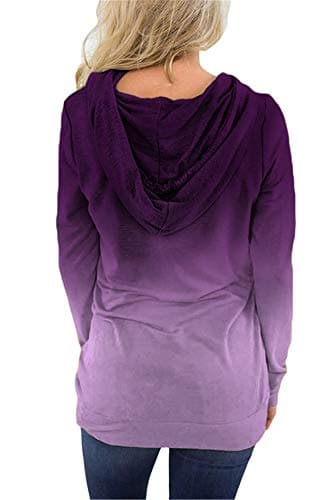 onlypuff Hoodies for Women Tie Dye Hooded Sweatshirts Trendy Teen Girls Fashion Fall Tunic Tops Dressy Shirt Purple XXL - Image 3