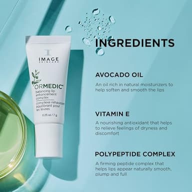 IMAGE Skincare, ORMEDIC pH Balancing Lip Enhancement Complex, with Avocado Oil & Vitamin E for Deep Hydration, Clear, 0.25 fl oz - Image 6
