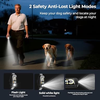 Dog Shock Collar for 2 Dogs (10-120Lbs), 4200FT Remote Training Collar with Light for Night Walks, 3 Training Modes, IP67 Waterproof Rechargeable E-Collar with Exclusive Shock Lock - Image 4