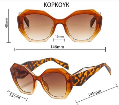 KOPKOYK Trendy Sunglasses for Women Men Retro Polygon Designer Inspired Butterfly Sun Glasses Hexagonal Shades Brown Gradient - Image 5