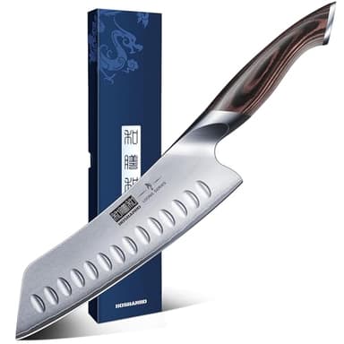 HOSHANHO 7 Inch Japanese Chef Knife, Ultra Sharp High Carbon Stainless Steel Kitchen Knife, Professional Santoku Knives with Ergonomic Pakkawood Handle - Image 1