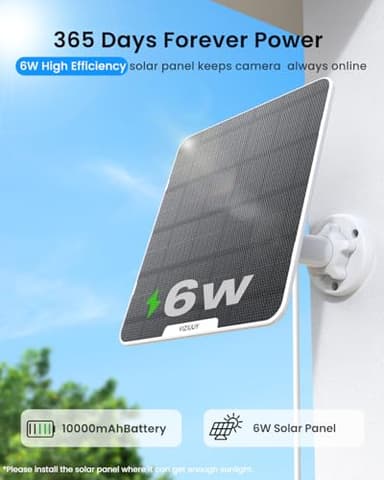 VIZIUUY AOV Security Camera, 24H Continuous Recording Security Cameras Wireless Outdoor, WiFi 6, 2K Solar-Powered Cameras for Home Security, 360° PTZ, Auto Tracking, 512G Local Storage(Not Include) - Image 6