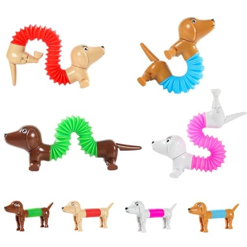 Dog pop Tubes fidgets, Travel Toys for Toddlers 3-5, Sensory Toys for Kids 5-7, fidgets for Kids, Animal pop Tubes, Easter Egg fillers,Easter Basket Stuffers(4 Pack Dog) - Image 1
