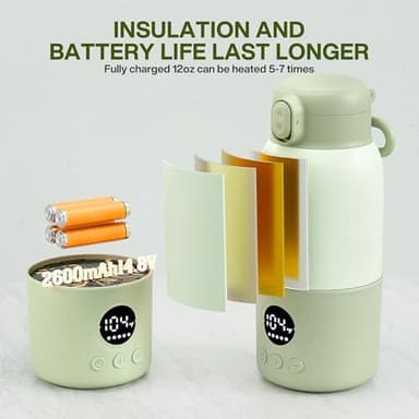 Portable Bottle Warmer for Travel,Formula Container to Go 12.8oz Baby Bottle Warmer with 2-Min Fast Heating,Milk Warmer for Baby Travel Essential with Long Time Keep Warm Function - Image 5