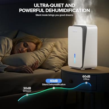 Onsekin Dehumidifier for Home, 1000 sq.ft Dehumidifier with Auto Shut Off, 7-Color LED Light Built-in Aromatherapy Diffuser, Ultra-Quiet Dehumidifiers for Bedroom, Bathroom, Basement (White) - Image 8