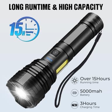 Flashlight LED Rechargeable Flashlights High Lumens, 99,000 LM Super Bright Powerful Flashlight, High Powered Flash Lights Waterproof Handheld Flashlights for Home Camping Hiking(2 Pack) - Image 3