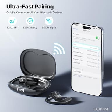 Eonini Open Ear Headphones Wireless Bluetooth Earbuds with Smart Power Display, 40H Playtime, Clear Calls, Secure Fit, IPX5 Waterproof Sports Earbuds for Workout, Running - Image 8