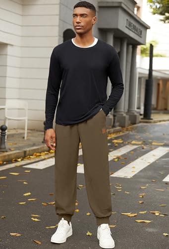 hawalili Mens Corduroy Joggers Pants Casual Cargo Pants Drawstring Elastic Waist Baggy Tapered Sweatpants with Pockets Brown Small - Image 5