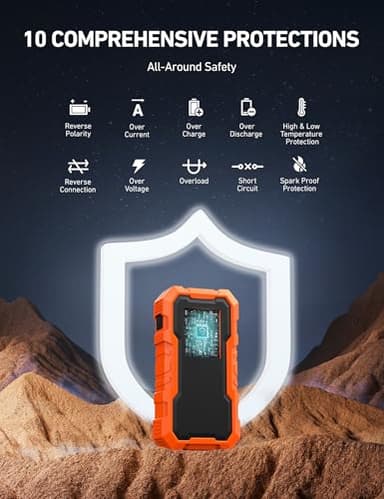 AstroAI S8 Pro Car Battery Jump Starter, 3000A Peak Jump Starter Battery Pack for Up to 9.0L Gas & 7.0L Diesel Engines, 12V Portable Jumper Box with 3 Modes Flashlight and Jumper Cables,Orange - Image 8