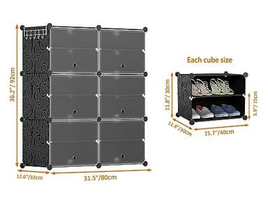 HOMIDEC Shoe Rack Organizer, 6 Tier Storage Cabinet 24 Pair Plastic Shoe Shelves for Closet Hallway Bedroom Entryway - Image 3