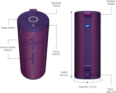 Logitech 2021 Ultimate Ears Boom 3 Wireless Bluetooth Speaker, Bold Sound + Deep Bass, Bluetooth, Magic Button, Waterproof, 15 Hours Battery, Range of 150 ft - Ultraviolet Purple (Renewed) - Image 9