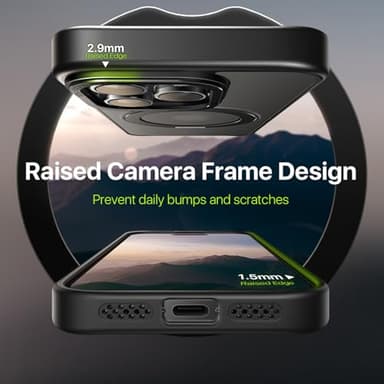 QTlier case for iPhone 14promax, 360 Rotatable Ring Stand, Raised Camera Frame, Shockproof with MagSafe Black - Image 4