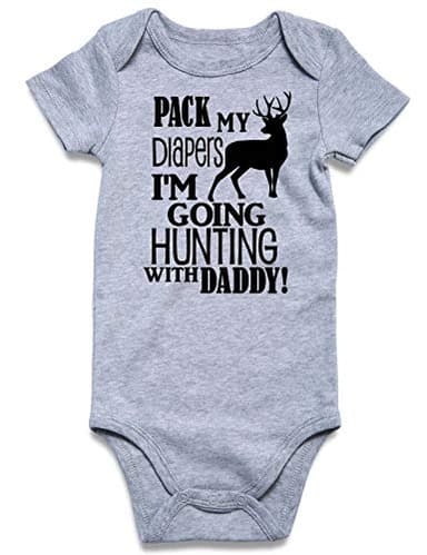 UNIFACO Daddys Boy Baby Clothes Pregnancy Announcement for Dad Pack My Diapers Im Going Hunting With Daddys Newborn Infant Clothes 0-3 Months - Image 1