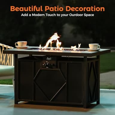 BALI OUTDOORS Fire Pit Table Propane Gas Firepit Rectangular Fire Table 42In 60,000 BTU for Outside Patio Backyard Deck Balcony - Image 7