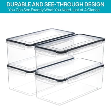 Vtopmart Airtight Food Storage Containers with Lids 8PCS Set 3.2L, Plastic Spaghetti Container for Pasta organizer, BPA Free Air Tight House Kitchen Pantry Organization - Image 7