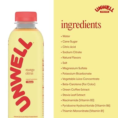 Unwell Hydration Electrolyte Drink For Rapid Hydration + Focus – Mango Citrus, 12 Pack - Image 7