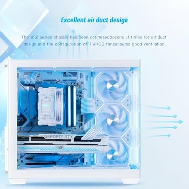 MLOONG Frozen Phantasm Gaming PC,AMD Ryzen 5 5500 4.2 GHz,GeForce RTX 4060 8GB Desktop Computer,1TB NVMe SSD,16GB DDR4 3200MHz, Air Cooled Prebuilt,600W PSU,Windows 11 Home & AI powered Gamer PC.White - Image 6