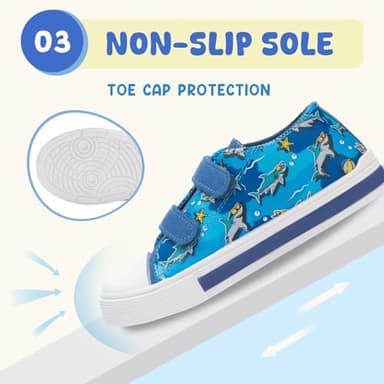 FUNCOO PLUS Kids Light Up Shoes Toddler Canvas Sneakers with Hook and Loop for Boys, Shark, Toddler Size 10 - Image 4
