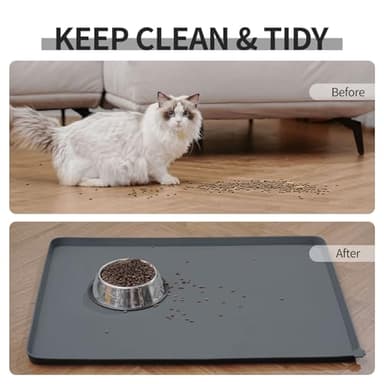 Reopet Waterproof Pet Feeding Mat with High Raised Edges, Heavier and Thicker Placemats for Cat Dog Water Bowl with BPA Free, Dogs Cats Food Mats for Messy Drinkers to Prevent Spill and Protect Floors - Image 6