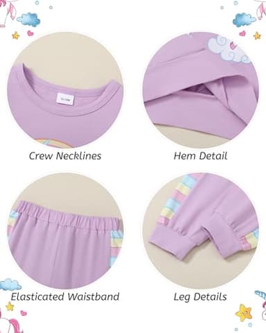 YALLET Toddler Girls Clothes Baby Girl Fall Outfits Long Sleeve Sweatshirt Pants Sets Winter Sweatsuit Clothing for Girl 2-3T Unicorn-Purple - Image 2