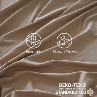 Yibeizi Taupe Sheet Set Full Size, Kids Bedsheets Microfiber Deep Pocket Cute Bed Sheet & Pillowcase Sets 4 Pieces - Image 5