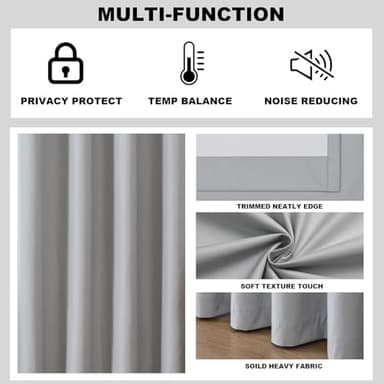 Airwill Blackout Window Curtain Panels - Set of 2 Thermal Insulated Grommet Drapes, Room Darkening Curtains for Living Room Bedroom Window (W52 x L84 Inch, 2 Panels, Light Gray) - Image 6