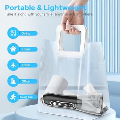 H2ofloss Water Dental Flosser Teeth Pick -Portable Oral Irrigator with 5 Modes, Rechargeable IPX7 Waterproof Orthodontic Teeth Cleaner Pick Cordless for Home Travel-300ml Water Tank - Image 7