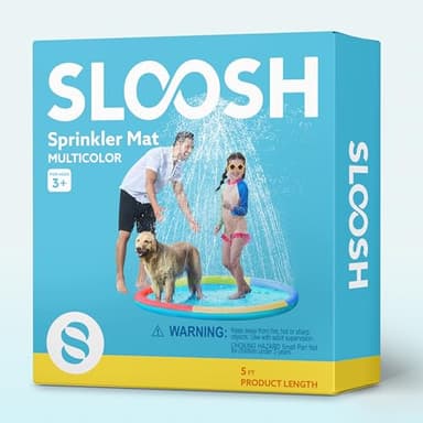 SLOOSH 72" Non-Slip Splash Pad Sprinkler - Outdoor Water Play Toys Backyard Fountain Mat for Toddlers Kids Dogs, Thickened Sprinkler Outside Pool Party Durable for Girls Boys Pets (72in, Multicolor) - Image 7
