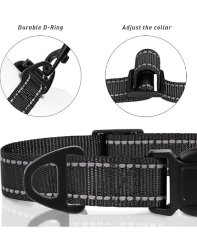 TagME Small Dog Collar, Adjustable Reflective Nylon Pet Collar with Quick Release Buckle for Extra Small Dogs, Black, 5/8" Width - Image 3