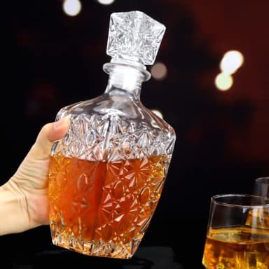 Cadamada Glasses Decanter,26 oz Diamond Pattern Wine Bottle with Lid,Delicate Decanter Set-for Tequila, Brandy, Scotch and Vodka, Gift Giving, Bar and Party Decoration (3pcs) - Image 5