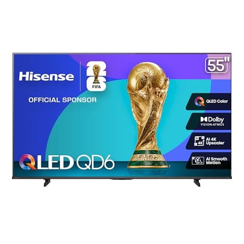 Hisense 55" Class QD6 Series (55QD6QF, 2025 Model) QLED 4K UHD Smart Fire TV, Voice Remote with Alexa, Dolby Vision, Dolby Atmos, Motion Rate 120, HDR 10+, Game Mode Plus, MEMC, VRR, ALLM