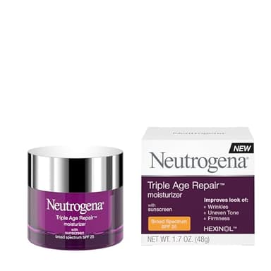 Neutrogena Triple Age Repair Face Moisturizer with SPF 25, 1.7 oz Jar, Anti-Aging Face Cream, SPF Moisturizer & Neck Cream, Anti Wrinkle Lotion for Dark Spots, Glycerin & Shea Butter - Image 1