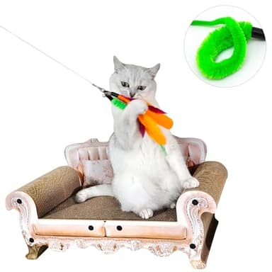 miwoowim Cat Toys Interactive for Indoor Cats, 2PCS Ultra-Long Teaser(50"+38")+9PCS Da Bird Feather Refills, Fishing Pole Toy,Retractable Cat Wand Toy and Feather Toys Refills Attachment Replacement - Image 6