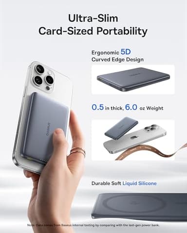 Baseus Picogo Magsafe Portable Charger, Qi2 Certified 0.5" Ultra Slim 15W Wireless Power Bank, 10000mAh 27W Fast Charging Magnetic Battery Pack with USB-C for iPhone 17/16/15/14/13/12 Series Only - Image 4