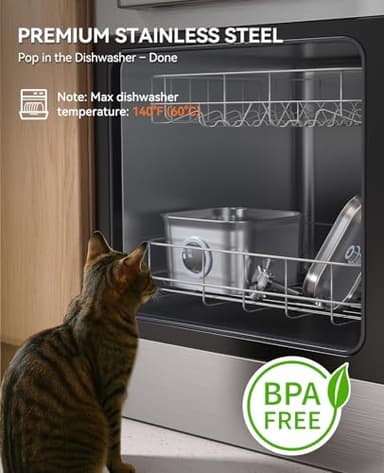 Stainless Steel Cat Water Fountain for Drinking with 3 Filters, 2.8L Auto Pet Drinking Fountain for Cats with 20dB Ultra-Quiet Pump, 24/7 Circulation Filtration LED Water Level Window Dishwasher Safe - Image 3