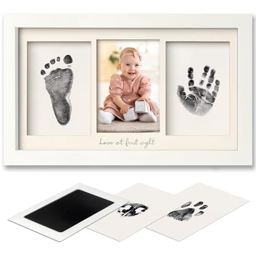 Inkless Baby Hand and Footprint Kit Boy, Girl - No Mess Ink Pad for Handprint, Clean Touch Dog Paw Print Kit, Personalized Baby Shower Gifts, Nursery Newborn Keepsake Frame (Alpine White) - Image 1