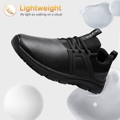 Taquco Non Slip Work Shoes for Mens Slip On Sneakers Waterproof Chef Kitchen Shoe Hands Free Comfortable Slip Resistant Restaurant Footwear Hombre Zapatos de Trabajo (Black,11) - Image 7