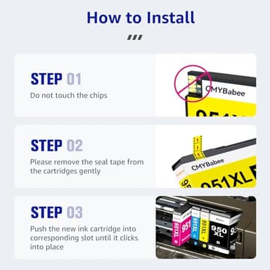 CMYBabee Compatible 950XL and 951XL Ink Cartridges Combo Pack Replacement for HP OfficeJet Pro 8600 8610 8615 8620 8625 8630 8100 276dw 251dw Printer (2 Black, 1 Cyan, 1 Magenta, 1 Yellow, 5-Pack) - Image 6