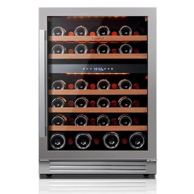 Ca'Lefort Wine Fridge & Cooler - 24 Inch 46 Bottle Wine Cooler Refrigerator, 40-65°F Dual Zone Wine Refrigerator Glass Door, 3 LED Built-in or Freestanding Fridge for Home/Bar/Kitchen (5.65 cu.ft) - Image 1