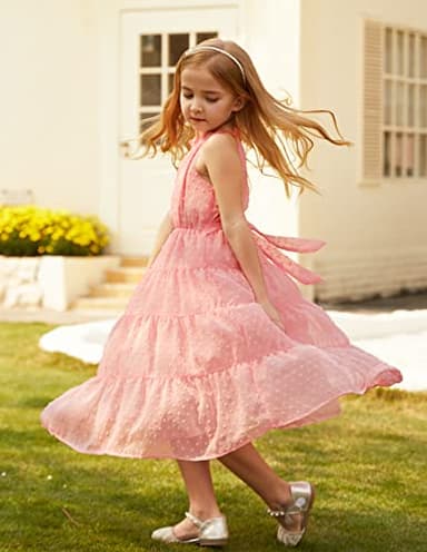 GRACE KARIN Girls Flowy Maxi Dress Sleeveless Spring Casual A-line Dress for Girls Light Pink 8Y - Image 5