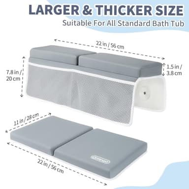 URMYWO Bath Kneeler and Elbow Rest Pad Set - 1.5" Thick Baby Bath Kneeler Pads with Toys Organizer, Anti-Slip Cozy Knee & Arm Support Bathtub Mat, Quick Dry Kneeling Pad for Baby Bath Time - Image 6