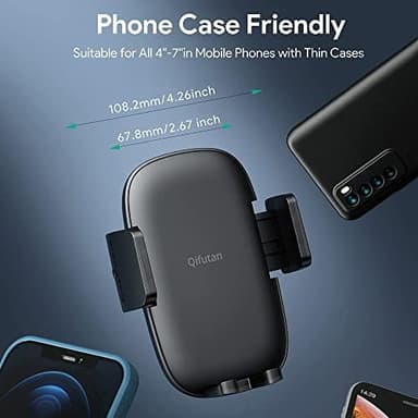 Qifutan Cell Phone Holder for Car Phone Mount Long Arm Dashboard Windshield Car Phone Holder Anti-Shake Stabilizer Phone Car Holder Compatible with All Phone Android Smartphone, Black - Image 7