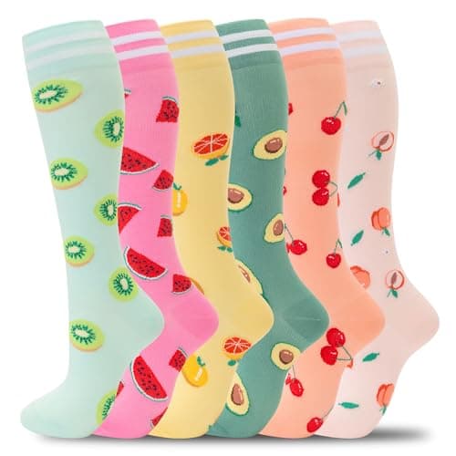fenglaoda Compression Socks for Women Men Support Circulation 6 Pairs Socks For Nurse, Travel, Flight - Image 1