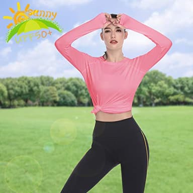 HISKYWIN Women's UPF 50+ Sun Protection Long Sleeve Shirts Outdoor Hiking Fishing Tops HF103- Pink-XL - Image 6