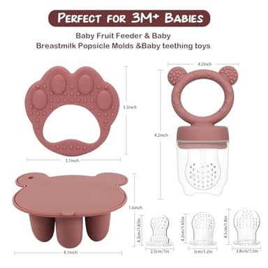 WAJIAYON Baby Breastmilk Popsicle Molds & Baby Fruit Feeder (3 Pack), Infant Food Freezer Tray Storage Containers, Silicone Teething Pacifier Feeder and Teether for Babies(Daisy) - Image 6