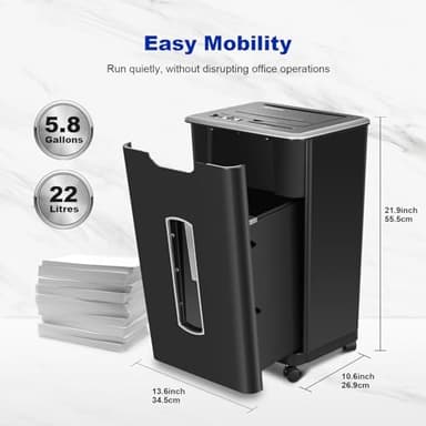 Wingwise Paper Shredder for Home Office, 60 Sheets Auto Feed, 55dB Super Quiet, P-4 Cross Cut, 2.4m/min High-Speed Shredding, 5.8 Gallon Bin, CD/Credit Card Shredder with Anti-Jam & Dual Modes - Image 6