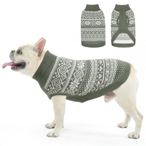 HOMIMP Dog Sweater Argyle - Warm Sweater Winter Clothes Puppy Soft Coat, Ugly Dog Sweater for Small Medium and Large Dogs, Pet Clothing Boy Girl, Grey M - Image 1